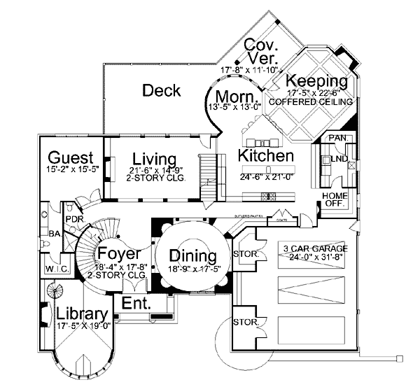 European Greek Revival Level One of Plan 72000