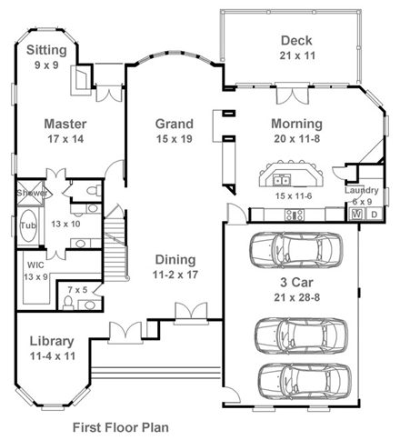 House Plan 72002 First Level Plan