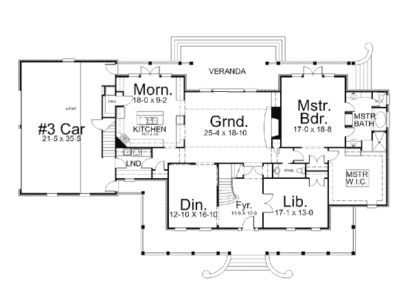 Country Greek Revival Level One of Plan 72003