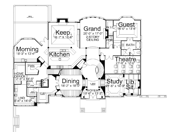 European Greek Revival Tudor Victorian Level One of Plan 72014