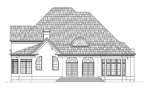 European Greek Revival Rear Elevation of Plan 72016