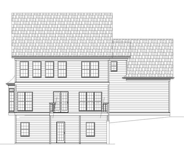 Colonial Traditional Rear Elevation of Plan 72022