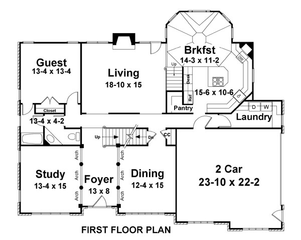 Greek Revival Traditional Level One of Plan 72025