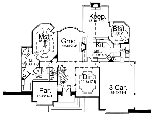 Greek Revival Tudor Level One of Plan 72027