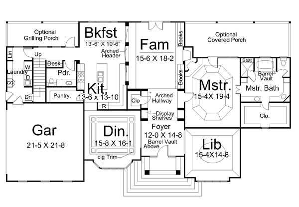 European Greek Revival Level One of Plan 72028