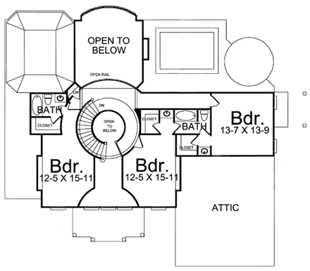 House Plan 72029 Second Level Plan