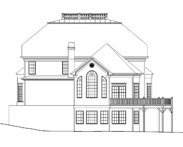 Colonial Rear Elevation of Plan 72030