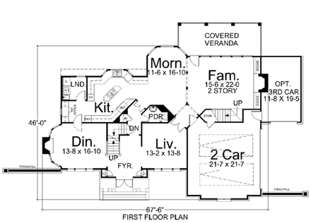 House Plan 72031 First Level Plan