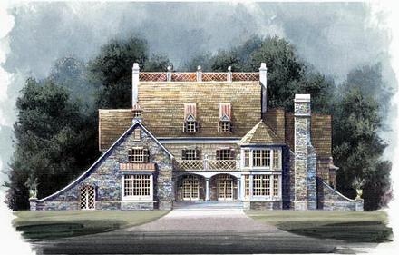 Greek Revival Tudor Elevation of Plan 72032