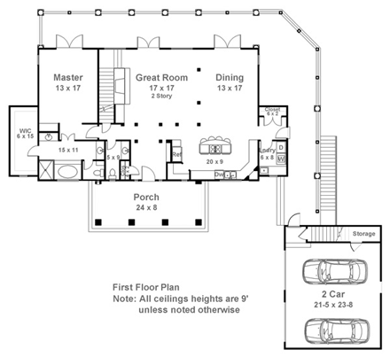 House Plan 72034 First Level Plan