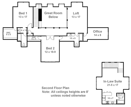 House Plan 72034 Second Level Plan