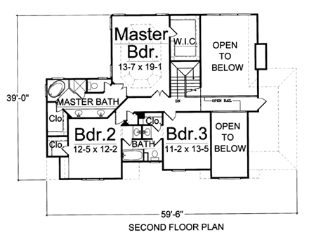 House Plan 72035 Second Level Plan