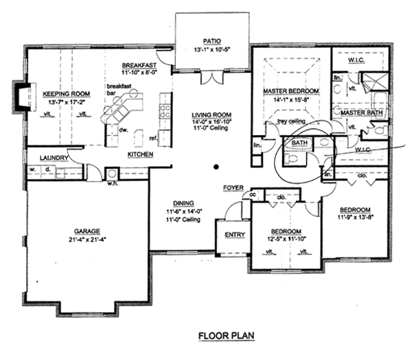 One-Story Traditional Level One of Plan 72038