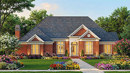 Cottage Country Farmhouse One-Story Traditional Elevation of Plan 72038