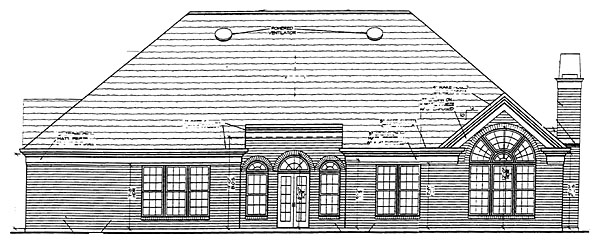 One-Story Traditional Rear Elevation of Plan 72038