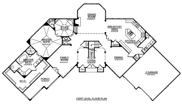 Greek Revival Traditional Level One of Plan 72039