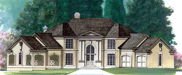 Greek Revival, Traditional Plan with 3338 Sq. Ft., 4 Bedrooms, 4 Bathrooms, 2 Car Garage Elevation