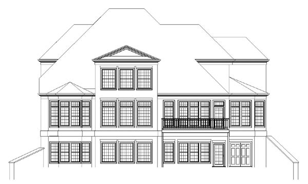 Colonial Greek Revival Rear Elevation of Plan 72040