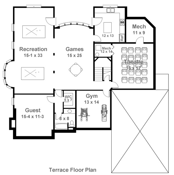 Greek Revival Tudor Lower Level of Plan 72041