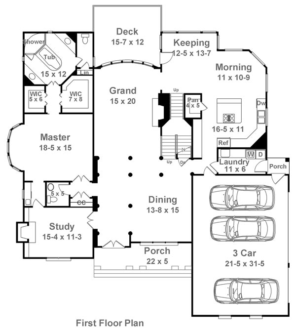 Greek Revival Tudor Level One of Plan 72041