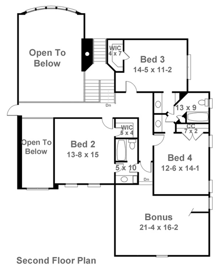 House Plan 72041 Second Level Plan