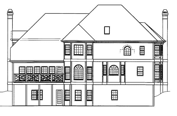 European Greek Revival Rear Elevation of Plan 72046