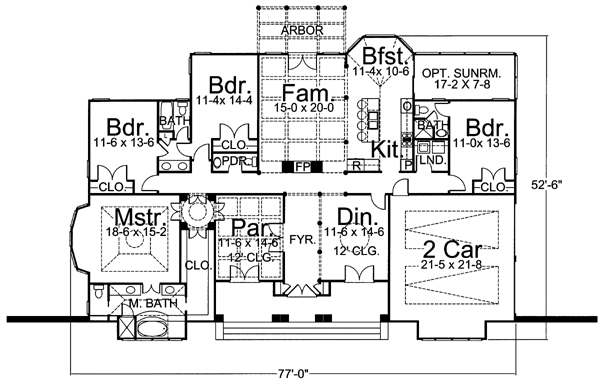 Colonial One-Story Level One of Plan 72047