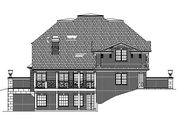 Colonial Greek Revival Rear Elevation of Plan 72050