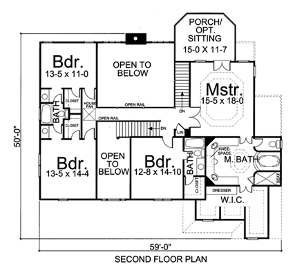 House Plan 72056 Second Level Plan