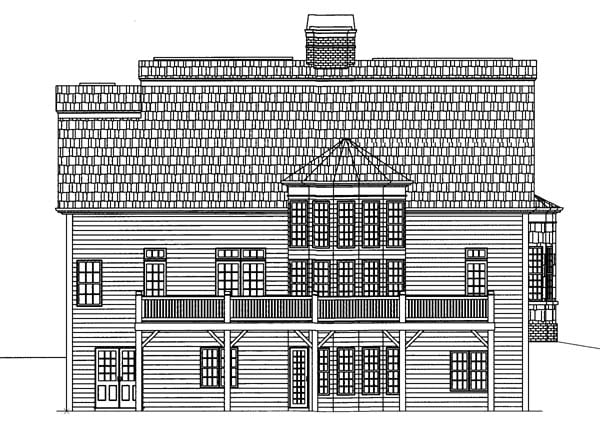 Colonial Rear Elevation of Plan 72057