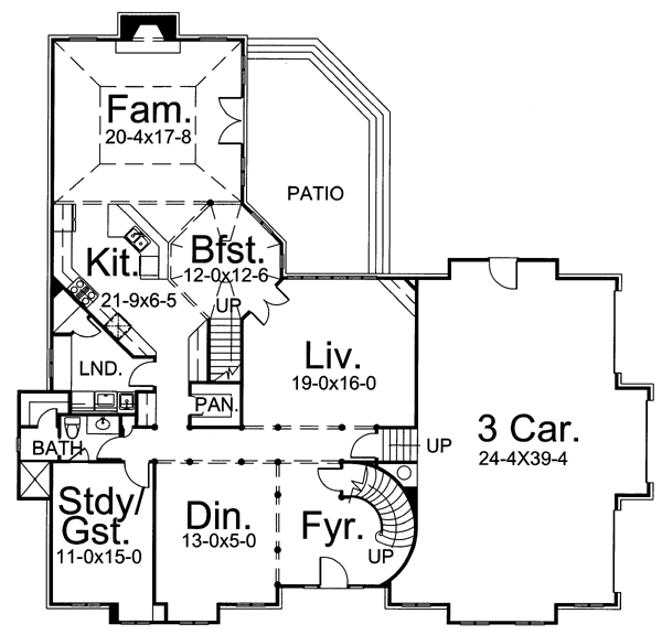 European Greek Revival Level One of Plan 72061