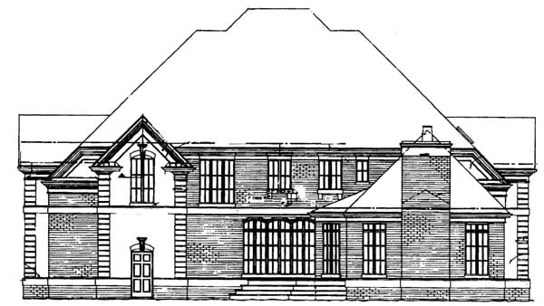 European Greek Revival Rear Elevation of Plan 72061