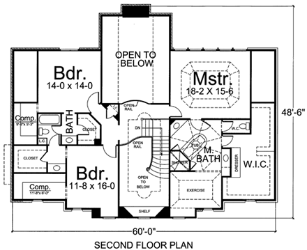House Plan 72062 Second Level Plan