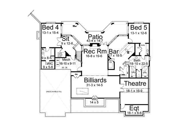 Colonial Lower Level of Plan 72063