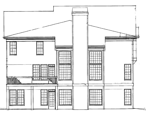 Colonial Rear Elevation of Plan 72065