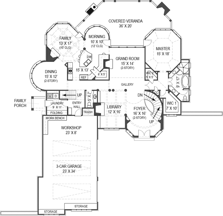 Greek Revival Level One of Plan 72067