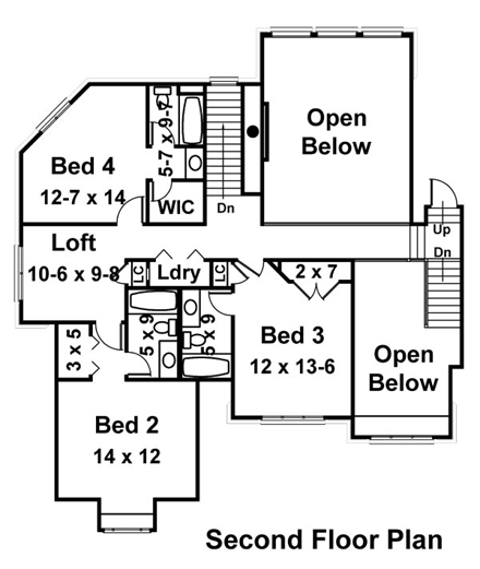 House Plan 72068 Second Level Plan