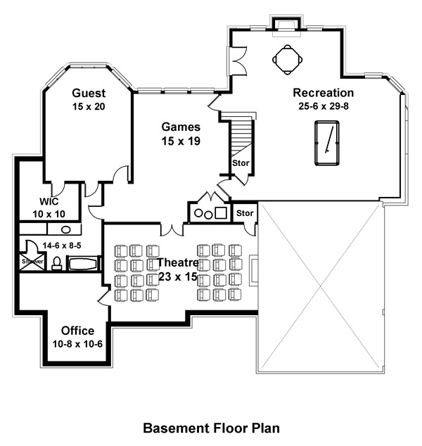 European Greek Revival Lower Level of Plan 72070