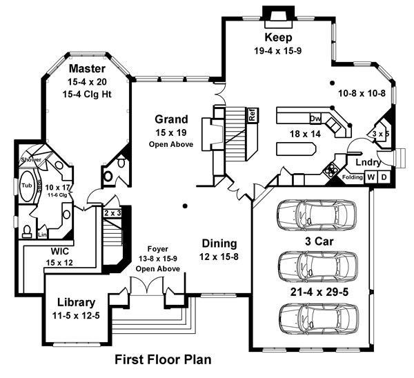 European Greek Revival Level One of Plan 72070