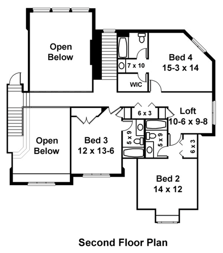 House Plan 72070 Second Level Plan