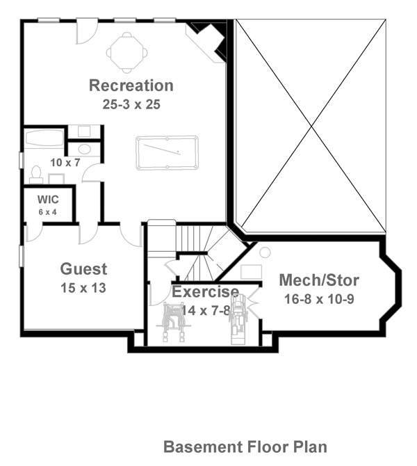 Colonial European Lower Level of Plan 72072