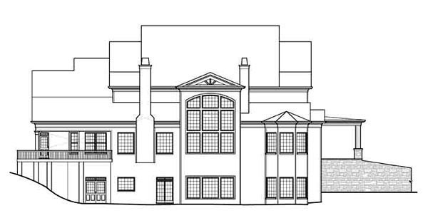 Country Greek Revival Rear Elevation of Plan 72073