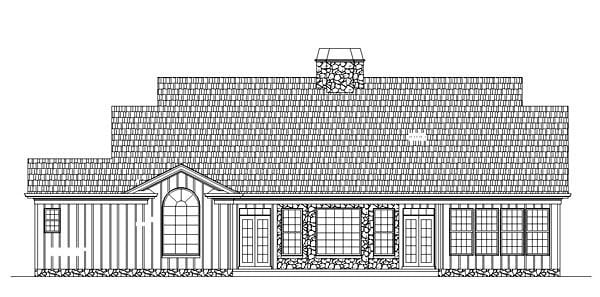 Colonial Rear Elevation of Plan 72077