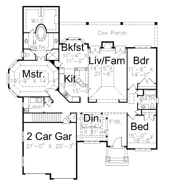 Craftsman One-Story Level One of Plan 72081