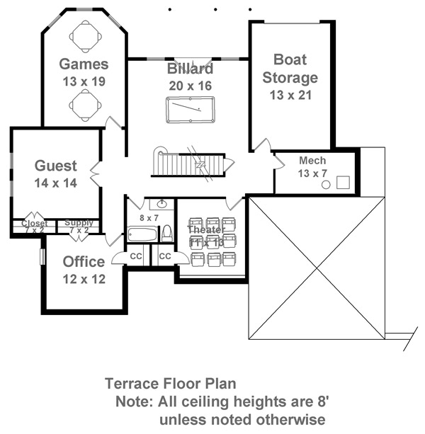 Craftsman Lower Level of Plan 72082