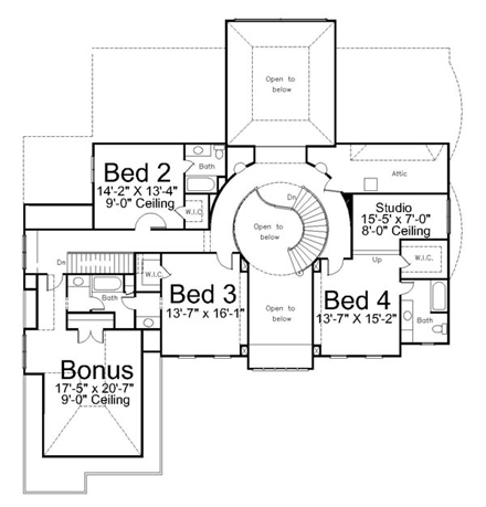 House Plan 72088 Second Level Plan