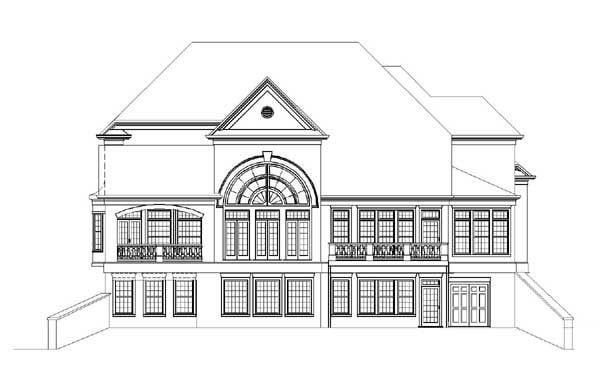 European Greek Revival Rear Elevation of Plan 72088