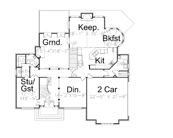 European Greek Revival Level One of Plan 72092