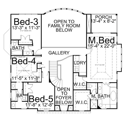 House Plan 72095 Second Level Plan