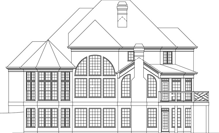 Greek Revival Traditional Rear Elevation of Plan 72097